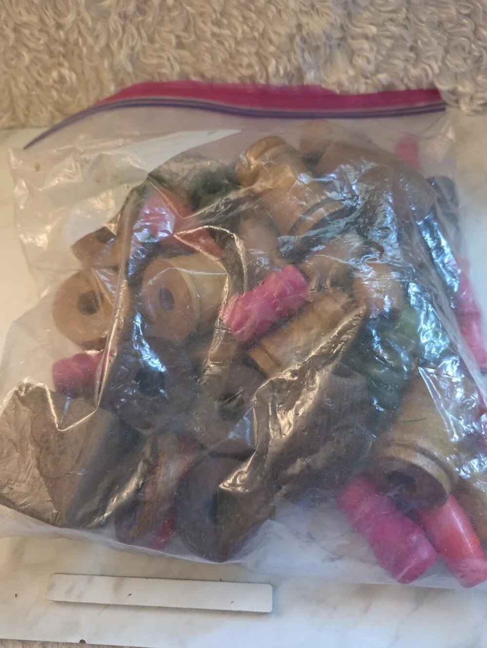 Assorted Vintage Wooden Beads and Spacers - Pink, Green, Blue, Natural